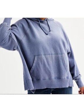 So Sweatshirt Size Large Oversized Cozy Hoodie Pullover Drawstring ~ Blue